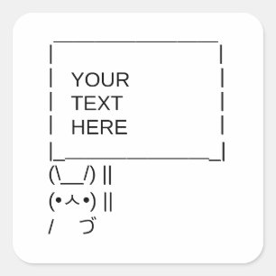 Adesivo Quadrado Sinal de protesto coelho/Texto ASCII personalizáve