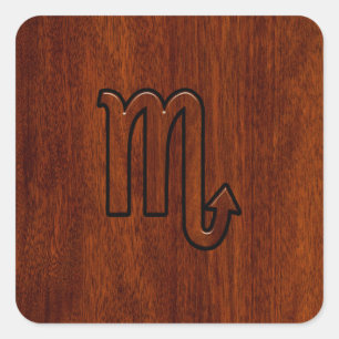 Adesivo Quadrado Sinal de Scorpio Zodiac no Estilo de Mahogany