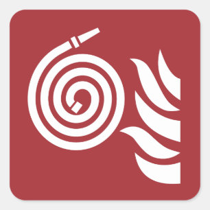 Adesivo Quadrado Sinal de segurança da mangueira de incêndio