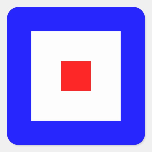 Adesivo Quadrado Sinal de Sinalizador Náutico - Letra W (Whiskey) (Frente)