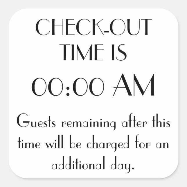 Adesivo Quadrado Sinal de Tempo de Saída Personalizado (Frente)