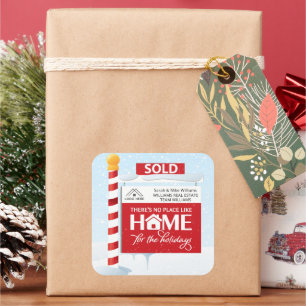 Adesivo Quadrado Sinal de Venda Feriado de Natal Imobiliário