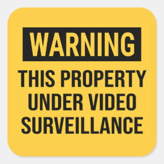 Adesivo Quadrado Sinal de vigilância de vídeo de aviso