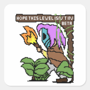 Adesivo Quadrado Sinal de Zoe Pixel - "Nível Beta?"