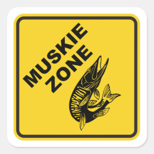 Adesivo Quadrado Sinal de Zona de Pesca Muskie