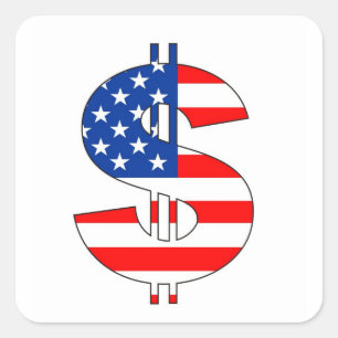 Adesivo Quadrado sinal do dinheiro do símbolo do dólar dos EUA