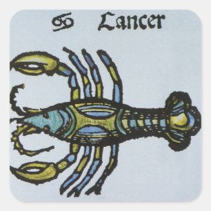 Adesivo Quadrado Sinal do zodíaco, cancer do vintage o caranguejo