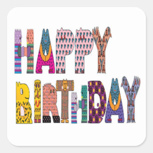 ADESIVO QUADRADO SINAL "FELIZ ANIVERSÁRIO"
