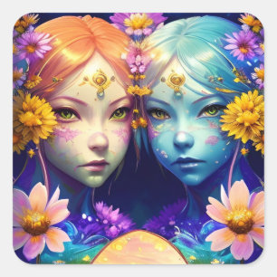 Adesivo Quadrado Sinal Gemini Zodiac