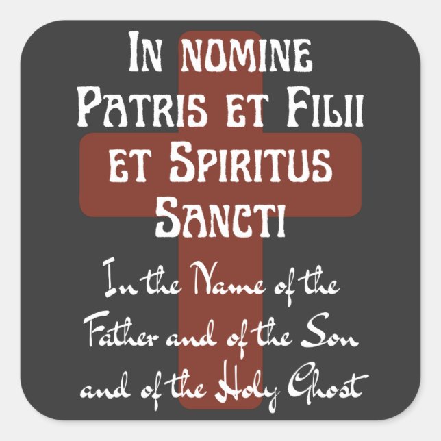 Adesivo Quadrado Sinal latino da cruz em nome do pai (Frente)