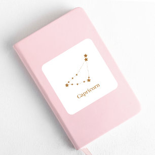 Adesivo Quadrado Sinal Zodiac Moderno de Capricórnio Dourado  Elem