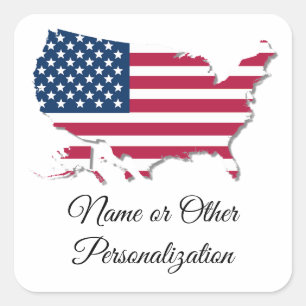 Adesivo Quadrado Sinalizador branco de mapa personalizado dos Estad