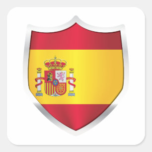Adesivo Quadrado Sinalizador de blindagem do espanha Silver