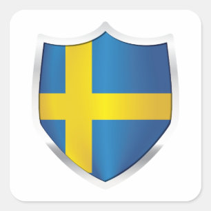 Adesivo Quadrado Sinalizador de blindagem do suecia Silver