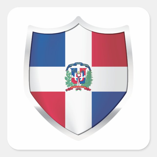 Adesivo Quadrado Sinalizador de Escudo Dominica Silver (Frente)