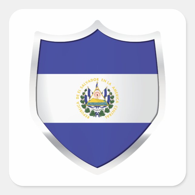 Adesivo Quadrado Sinalizador de escudo Silver El Salvador (Frente)