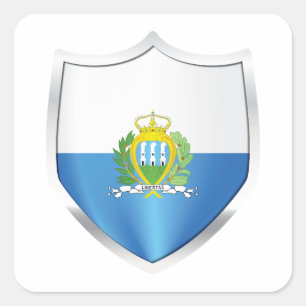 Adesivo Quadrado Sinalizador de Escudo Silver San Marino