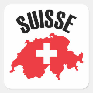 Adesivo Quadrado Sinalizador de Mapa de Suiça do Suisse