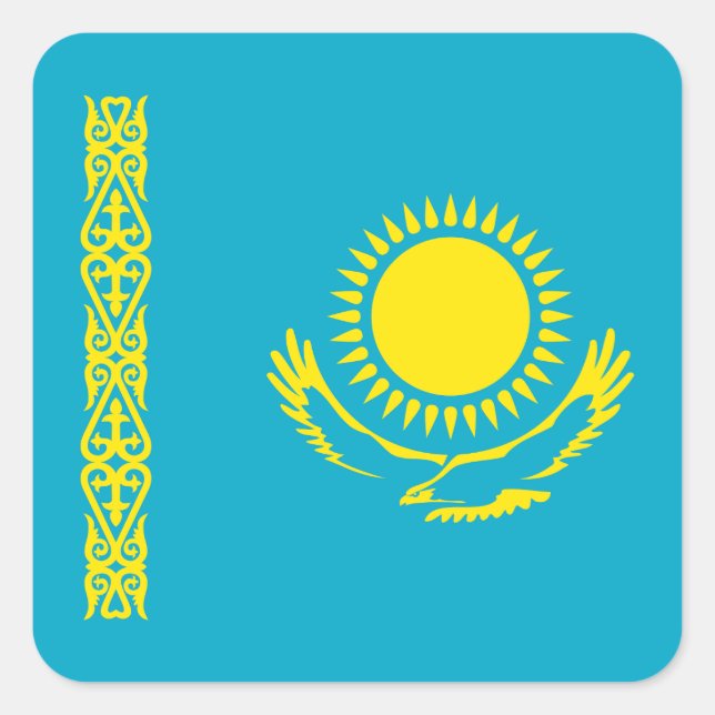 Adesivo Quadrado Sinalizador do Cazaquistão (Frente)