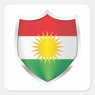 Adesivo Quadrado Sinalizador do Escudo Silver do Curdistão