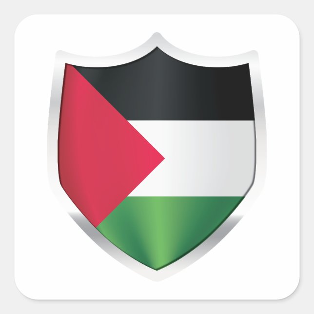 Adesivo Quadrado Sinalizador do Escudo Silver Palestino (Frente)