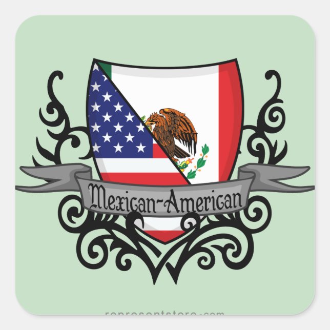 Adesivo Quadrado Sinalizador Escudo Mexicano-Americano (Frente)