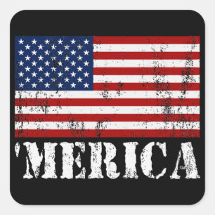 Adesivo Quadrado Sinalizador norte-americano desapontado 'MERICA