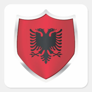Adesivo Quadrado Sinalizador protetor de prata da Albânia