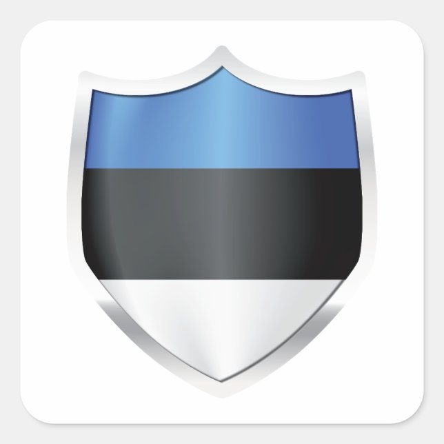 Adesivo Quadrado Sinalizador protetor de prata da Estônia (Frente)