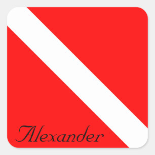 Adesivo Quadrado Sinalizador SCUBA de Discador Personalizado Vermel