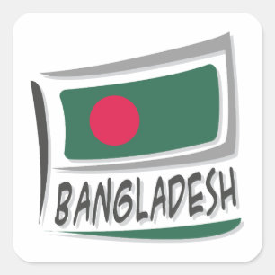 Adesivo Quadrado Sinalizador X do orgulho de Bangladesh