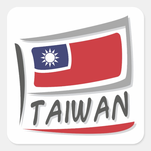Adesivo Quadrado Sinalizador X do Orgulho de Taiwan (Frente)