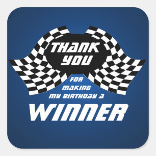 Adesivo Quadrado Sinalizadores de Corrida Obrigado Azul