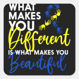 Adesivo Quadrado Síndrome de Down Sensibilização Cardíaca Borboleta