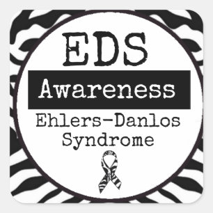 Adesivo Quadrado Síndrome de Ehlers-Danlos-Negro e Branco - Síndrom