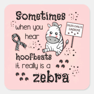 Adesivo Quadrado Síndrome de Ehlers-Danlos Sensibilização Zebra