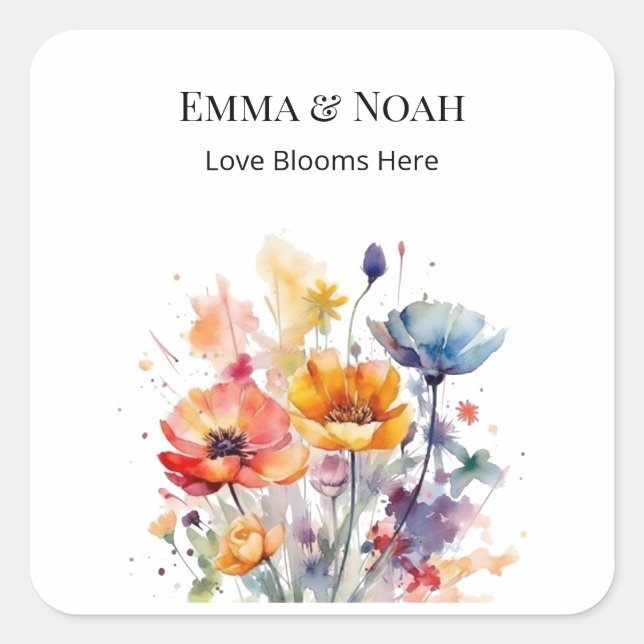 Adesivo Quadrado Sinfonia de flor selvagem: Primavera aquarela colo (Frente)