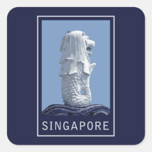 Adesivo Quadrado Singapore Merlion
