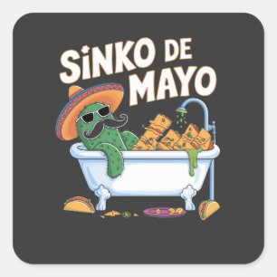 Adesivo Quadrado Sinko de Mayo Cinco De Mayo Cactus Funny