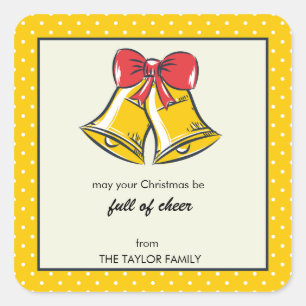 Adesivo Quadrado Sinos amarelos-amarelos bolinhas vinheta de férias