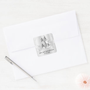 Adesivo Quadrado Sinos de Casamento de Satin Branco Personalizado