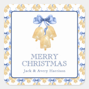Adesivo Quadrado Sinos de Natal ou Casamento em Aquarela