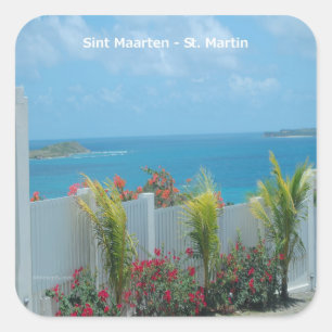Adesivo Quadrado Sint Maarten - Rua. Martin Ocean Blue Seascape
