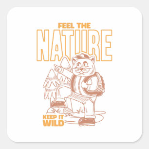 Adesivo Quadrado Sinta A Natureza - Vintage Cat Camper