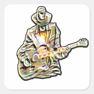 Adesivo Quadrado Sinta os Blues - Design de violão artístico