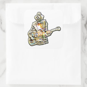 Adesivo Quadrado Sinta os Blues - Design de violão artístico