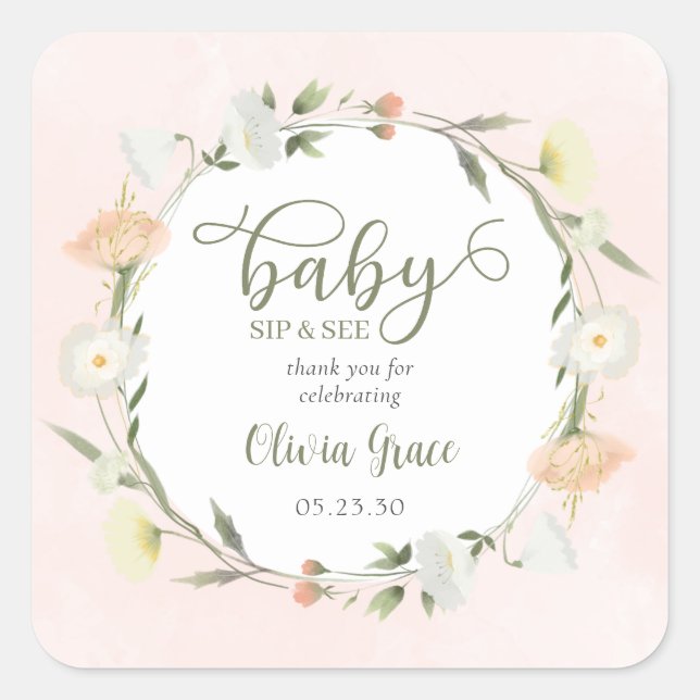 Adesivo Quadrado Sip De Flor Selvagem E Veja Obrigado (Frente)