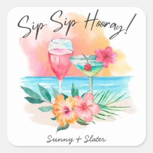 Adesivo Quadrado Sippin costeira"   Sip Horay Tropical Beach