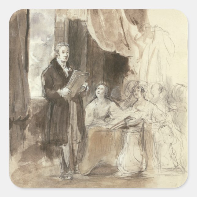 Adesivo Quadrado Sir Robert Peel Reading à Rainha Victoria (Frente)