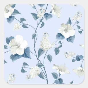 Adesivo Quadrado Siringa, flores de hibisco, padrão de tecido.